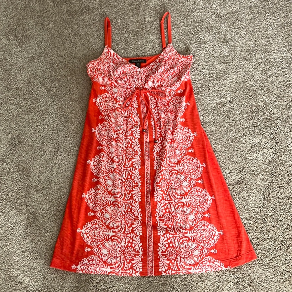 Tommy Bahama size small coral and white sundress